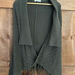 August Silk Green Shrug with Fringe